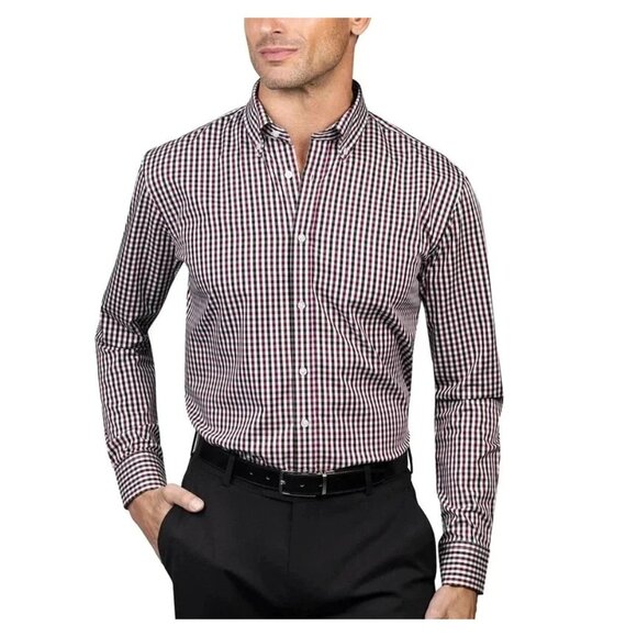 NEW Chaps Men's XXL Button Down Dress Shirt Regular Fit Checkered - Picture 1 of 8